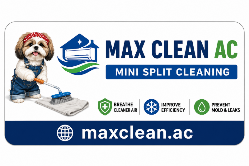 Max Clean AC mini-split cleaning brand graphic