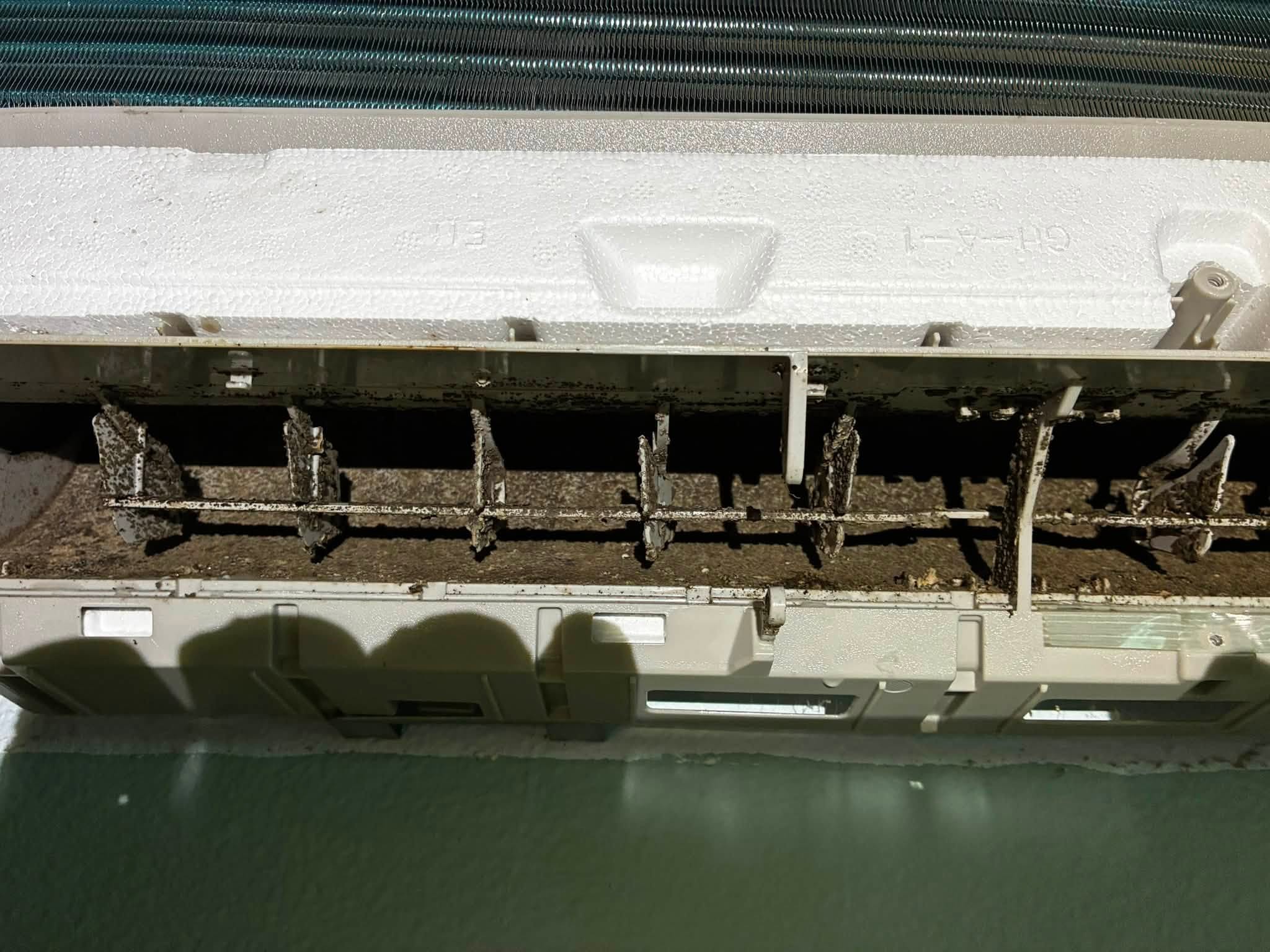 Dirty mini-split interior before service